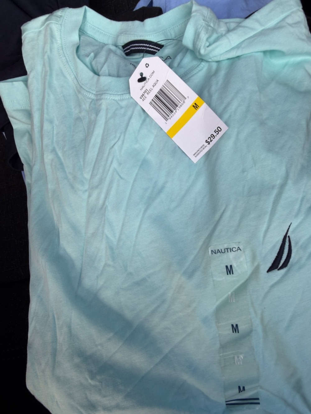 Nautica Men's Light Aqua Crewneck Logo Tee